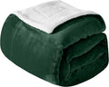 Mocassi Premium Ultra-Soft Velvet Touch Flannel Fleece Sherpa Throw - Warm Cozy Reversible Plush Micromink Throw Blanket for Couch, Bed and Sofa - Fluffy, Christmas Winter Bedding Gift, Hunter Green
