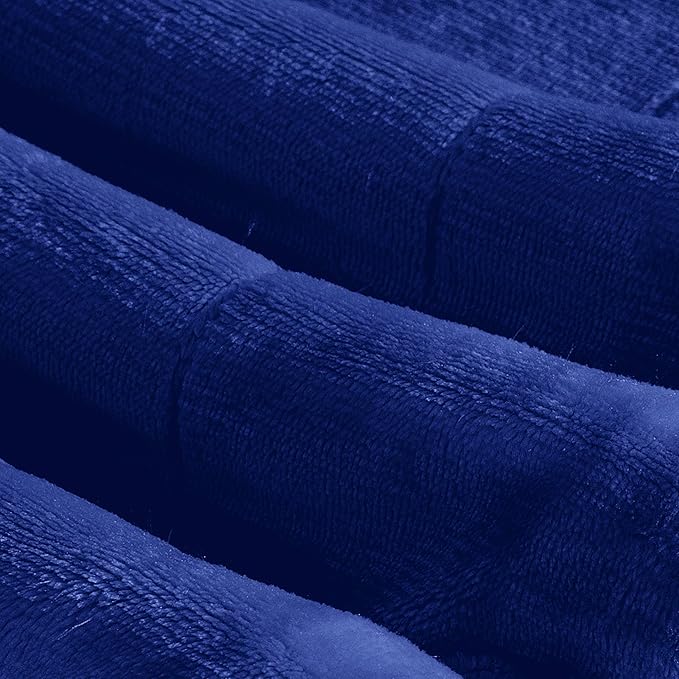 Elegant Comfort Ultra Soft Reversible Flannel Sherpa Blanket - Cozy Silky Fleece Throw for Couch, Bed - Plush Fuzzy Warm Winter Blanket for Gift, Full, Royal Blue