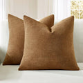MIULEE Bronze Couch Pillow Covers 20x20 Inch, Set of 2 Soft Chenille Decorative Square Throw Pillow Covers Farmhouse for Sofa Living Room Bed