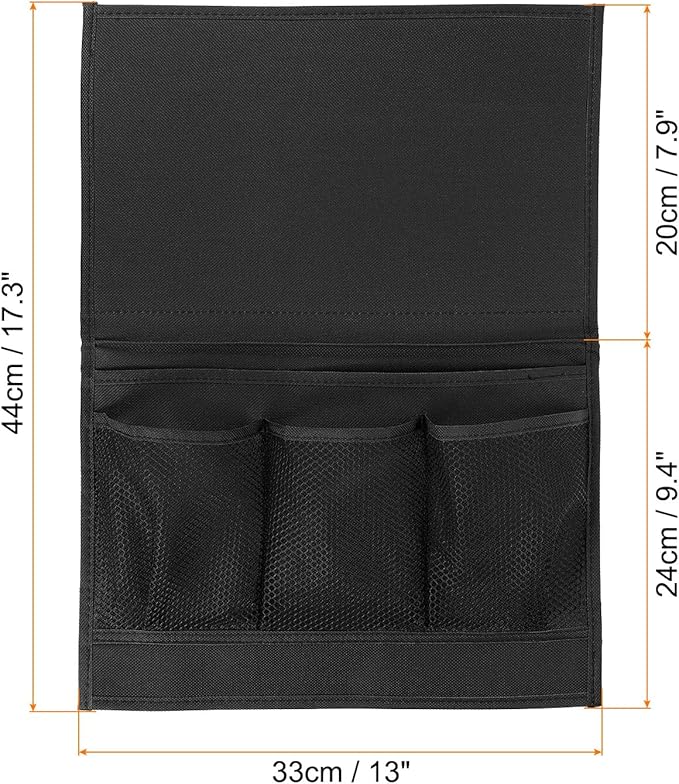 PATIKIL 2pcs Bedside Caddy, Bed Caddy Bedside Organizer Bed Hanging Caddy 4 Pockets Bed Pockets Bedside Storage Hanging Storage Bag for Remote Control Bedroom Phones Glasses, Black