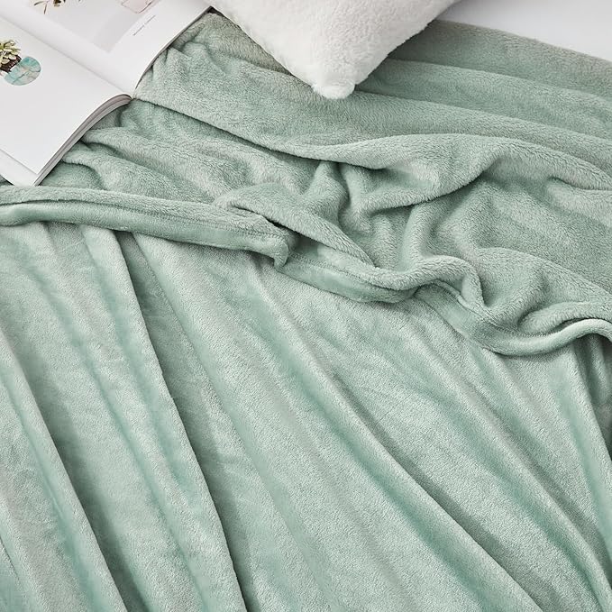 Hansleep Fleece Celadon Throw XL Blanket, Super Soft Flannel Fuzzy Plush Cozy Blanket for All Seasons, Celadon, Throw XL 50x70 Inches