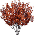 Mandy's Burnt Orange Artificial Baby’s Breath Flowers 6 Bundles Silk Gypsophila, 18.5 Inch European Style Modern Home Decor Centerpiece, Neutral Wedding Flower Arrangements