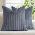 Mecatny Corduroy Decorative Throw Pillow Covers 18x18 Set of 2 for Sofa Living Room, Soft Neutral Boho Couch Pillow Covers for Home Decor, Blue Grey
