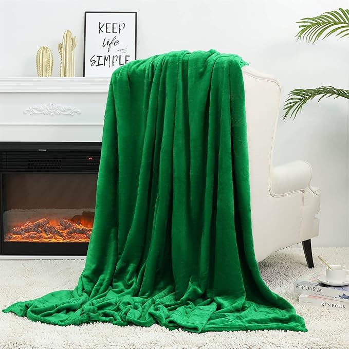 NANPIPER Fleece Blankets Super Soft Flannel King Size Blanket for Bed Luxury Cozy Microfiber Plush Fuzzy Blanket,Emerald Green