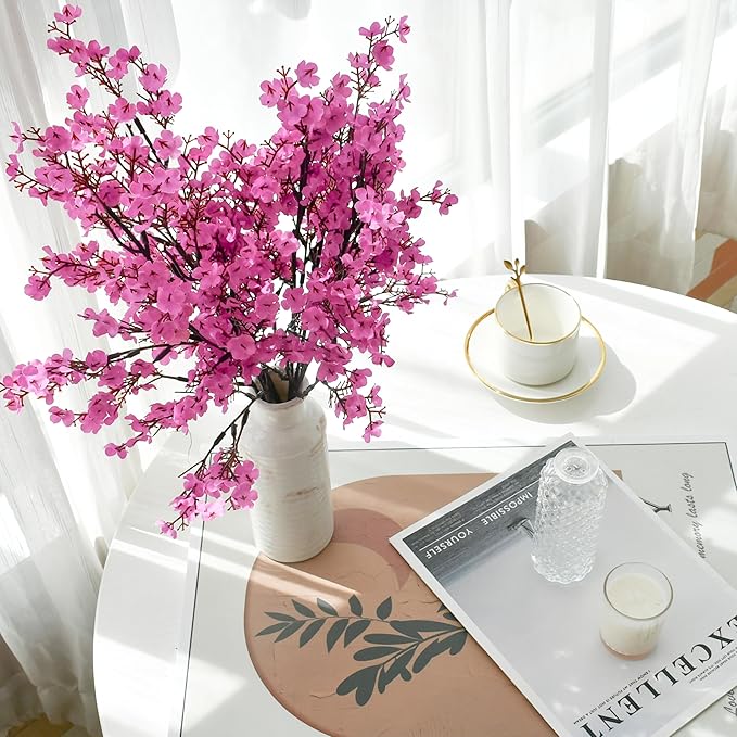 Mandy's Lavender Artificial Baby’s Breath Flowers 6 Bundles Silk Gypsophila, 18.5 Inch European Style Modern Home Decor Centerpiece, Neutral Wedding Flower Arrangements
