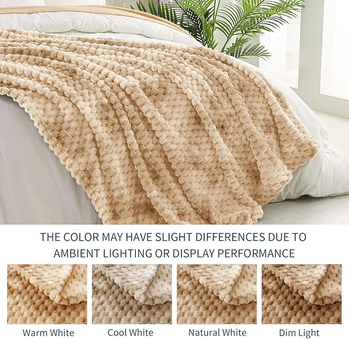 Exclusivo Mezcla Fleece Twin Blanket for Bed, Extra Large Fuzzy Tie-dye Camel Bed Blankets, Soft Cozy Plush Sofa Throws for All Seasons, 60x80 Inches