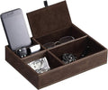 BEWISHOME Mens Valet Tray for men, Nightstand Organizer, Dresser Organizer, Catch All for Mens AccessoriesFaux Leather,Brown SSH06Z