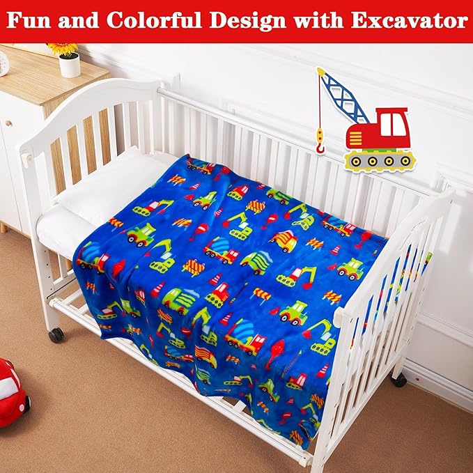 Lukeight Excavator Toddler Blanket Gifts for Boys and Girls, Plush and Thick Boys Tractor Blanket Birthday Gifts for Toddler and Baby (Excavator, 30x40 Inches)