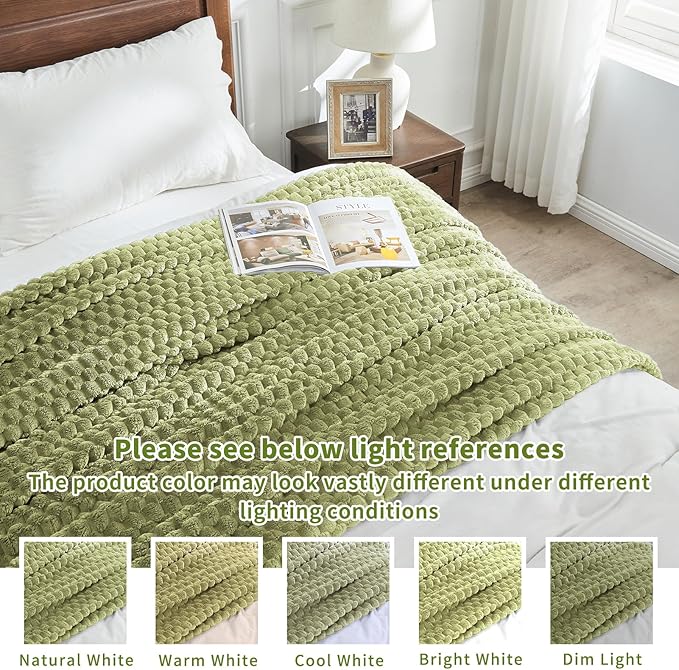 FY FIBER HOUSE Oversized King Blanket 120" x120" Seamless Extra Large Bed Blanket 10' x 10' Super Soft Plush Fuzzy Huge Blankets for Couch Office Sofa, Sage Green
