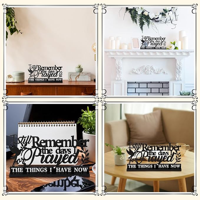 Geetery Inspirational Table Centerpieces Wooden Religious Inspirational Home Decoration Motivational Blessed Table Decor for Home Kitchen Office Faith Christian Gifts Supplies Decor(Prayed)
