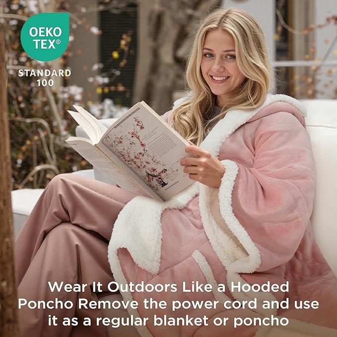 Heated Blanket Throw - Wearable Electric Blanket with 6 Heat Levels & 9 Hours Auto Off,Gifts for Women,Home Office Use,Machine Washable,50"x60"(Pink)