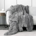 Pawque Sherpa Fleece Blanket Twin Size, Faux Fur Fuzzy Fluffy Blankets for Bed, Cozy Warm Soft Thick Plush Grey Decor for Winter Sofa Couch, 60x80 inches
