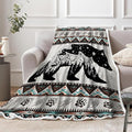 Rustic Cabin Throw Blankets, Hunting Camping Cozy Warm Bed Couch Blanket, Rustic Bear Moose Forest Vintage Western Decor Theme Fleece Flannel Throws to Decorate the Room and Bedroom 60X80IN（Grey）