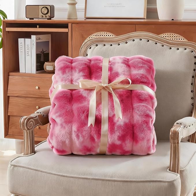 Faux Fur Twin Blanket for Couch, 1000 GSM Cozy Fuzzy Fluffy Soft Plush Thick Bubble Sherpa Blanket for Sofa Bedroom Living Room, Mothers Day Birthday Gifts for Women Home Decor
