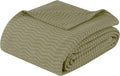 Superior JENA Cotton Blanket, for Picnic, Beach, Traveling or Camping, Bedroom Decor, Essentials, Cover for Bed, Couch, Lounging, Textured Jacquard, Modern Chevron Woven Blanket, Full/Queen, Sage