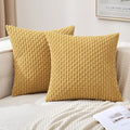 MIULEE Pack of 2 Decorative Throw Pillow Covers 18x18 Inch Soft Boho Striped Textured Corduroy Pillow Covers Modern Farmhouse Home Decor for Couch Bed Sofa Living Room Gold