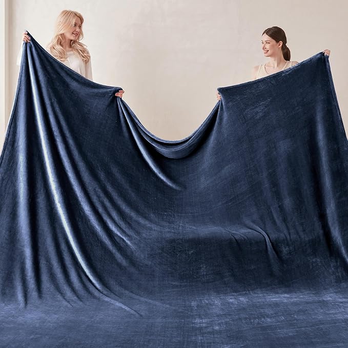 COOVA Oversized King Fleece Blanket 120x138 inches, Soft Cozy Warm Giant Extra Large 10'x11.5' Blanket for Bed, Sofa, Couch,Travel, Camping, California Huge Flannel Big Throw Blanket, Navy Blue
