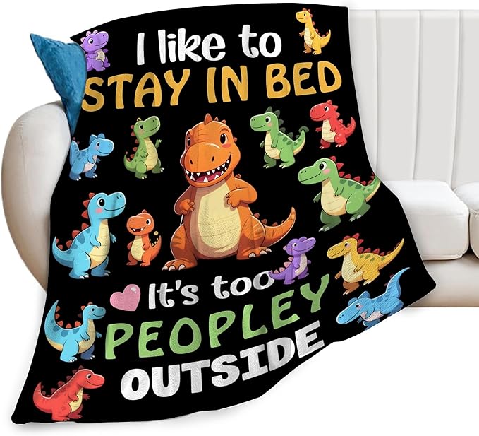 Cute Dinosaur Throw Blanket - Soft Plush Fleece Dino Toddler Bedding Blankets- Cozy Funny Dinosaur Stuff Gifts for Girls Boys Kids Women 40"X50"