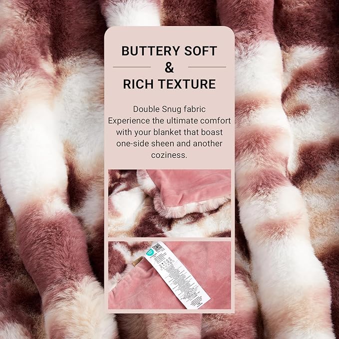 SAPHREAS Faux Fur Throw Blanket for Couch, Fluffy Fuzzy Bubble Blanket for Sofa Bed Living Room, Decor Soft Cozy Gifts for Women Men, 60x80” Tie Dye Burgundy