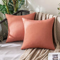 MIULEE Pack of 2 Decorative Outdoor Solid Waterproof Throw Pillow Covers Spring Faux Linen Garden Farmhouse Cushion Cases for Summer Patio Tent Balcony Couch Sofa 20x20 Inch Coral Red