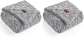 Cozy Bliss Faux Fur Throw Blanket for Couch, Fuzzy Soft Plush Thick Warm Fluffy Reversible Wave Textured Blanket for Sofa Bedroom Living Room, 55 * 70 Inches Grey (Pack of 2)