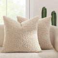 MIULEE Pack of 2 Throw Pillow Covers 22x22 Inch Neutral Oatmeal Faux Fur Decorative Sherpa Pillow Covers Fuzzy Accent Soft Sheepskin Fleece Cushion Cases for Boho Home Decor Couch Living Room Bed