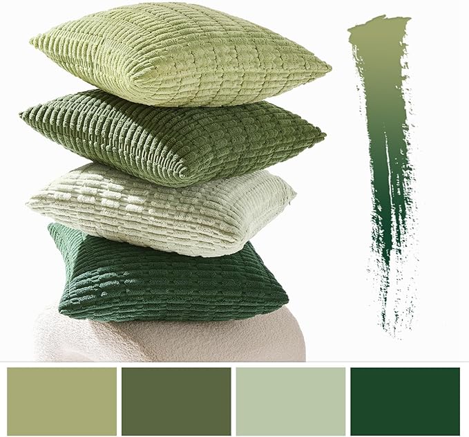 MIULEE Soft Corduroy Spring Throw Pillow Covers Set of 4 Forest Green 20x20 Inch Modern Farmhouse Boho Decorative Accent Cushion Covers for Couch Sofa Bedroom