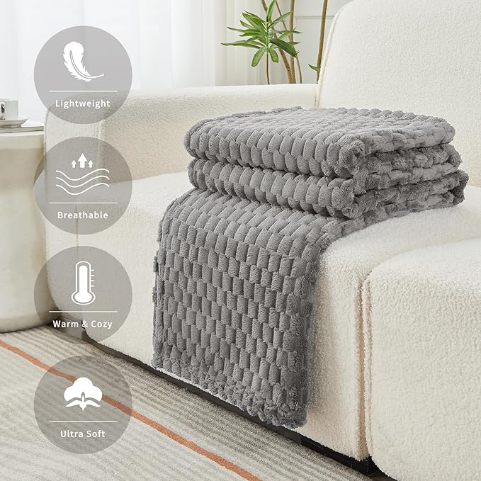 FY FIBER HOUSE Oversized King Blanket 120" x120" Seamless Extra Large Bed Blanket 10' x 10' Super Soft Plush Fuzzy Huge Blankets for Couch Office Sofa, Light Grey