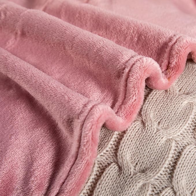 TASTHROW Pink Throw Blanket 60x80 Inches, Soft Plush Cozy Fleece Flannel Throw Blanket, Lightweight Warm Throws for Bed, Couch, Bedroom and Living Room, All Seasons