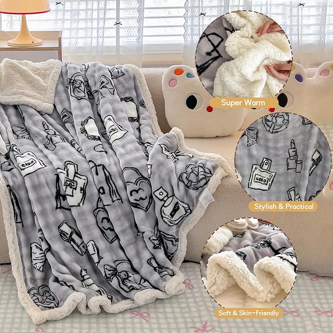Twin Size 45"x60" Reversible Fleece Throw Blanket - Ultra Soft Warm for Bed/Couch - Cozy Home Decor & Gift