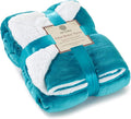 Genteele Sherpa Throw Blanket Super Soft Reversible Ultra Luxurious Plush Blanket, 60 x 70 inches, Teal/White