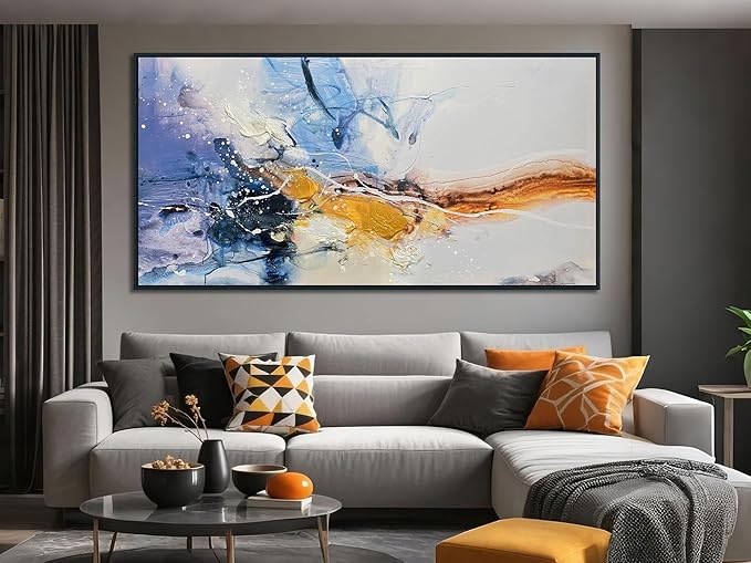 Ardemy Abstract Wall Art Canvas for Living Room Modern Framed Textured Painting Picture Bedroom Artwork Home Office Kitchen Dining Room Wall Decor, Black Wood Extra Large 58"x29"