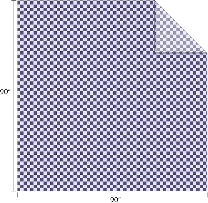 FY FIBER HOUSE Checkered Flannel Fleece Throw Blanket Queen Size Soft Cozy Checkerboard Grid Print Chessboard Gingham Pattern Blankets for Bed Couch Sofa, 90"x90", Periwinkle Blue