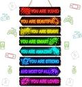 Inspirational Girl Room Decor Aesthetic Art Wall Hanging Sign Inspiring Colorful Rainbow Wooden Decoration for Kids Teens Toddler Boy Baby Bedroom Nursery Dorm Decor, 6-12 Years old (Game)
