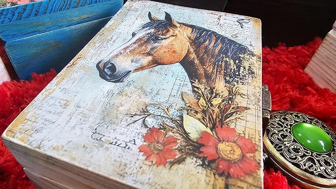 RK Collections Horse Trinket Box Small Jewelry Keepsake Box | Storage Box for Girls Women | Gift Idea, Animal Lover Ornaments for Home Décor (4 x 2.75)