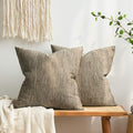 MIULEE Pack of 2 Decorative Burlap Linen Throw Pillow Covers Modern Farmhouse Pillowcase Rustic Woven Textured Cushion Cover for Sofa Couch Bed 20x20 Inch Light Brown
