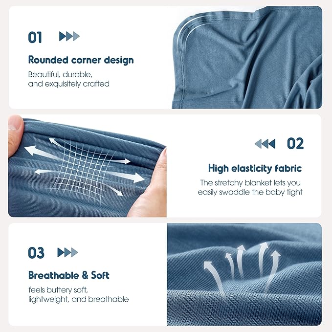 GRSSDER 2 Pack Newborn Swaddle Blanket, Ultra Soft Stretchy Jersey Knit Extra Large Size 33 x 44 Receiving Blankets for Easy Swaddling Baby Snug and Cozy