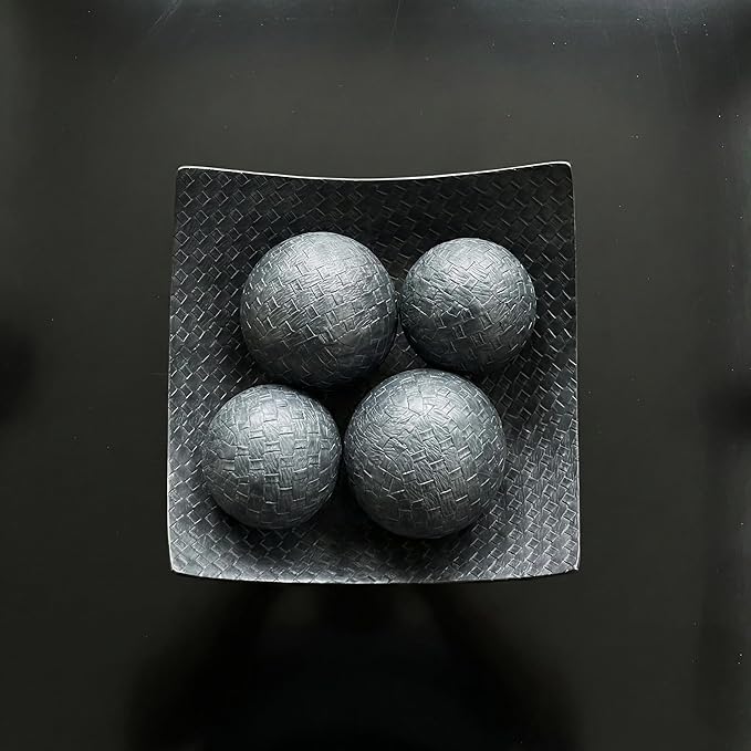 Seraphic 5pc Scoop Bowl Table Centerpieces for Dining Room, Large Decorative Bowls for Coffee Table Decor, Kitchen, Orbs/Balls Included, 14" diagonal. 11" wide and 5.75" tall, Charcoal Black