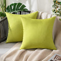 MIULEE Pack of 2 Decorative Outdoor Solid Waterproof Throw Pillow Covers Spring Euro Sham Faux Linen Garden Farmhouse Cushion Cases for Summer Patio Tent Balcony Couch Sofa 24x24 Inch Green