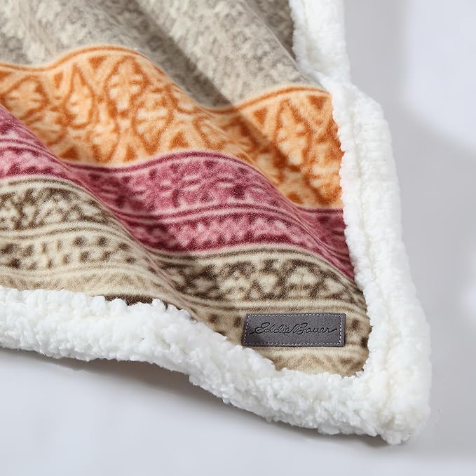 Eddie Bauer - Blanket, Super Soft Reversible Sherpa & Brushed Fleece Bedding, Ideal Throw Blankets for Couch, Plaid Home Design (Nordic Raisin)