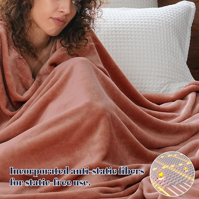 PHF Ultra Soft Fleece Blanket Queen Size, No Shed No Pilling Luxury Plush Cozy 300GSM Lightweight Blanket for Bed, Couch, Chair, Sofa, Perfect Decorations Gifts, 90" x 90", Tomato Red