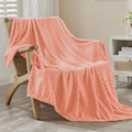 EMME Soft Fleece Pink Throw Blanket for Couch Luxury Flannel for Bed Sofa Chair, Plush, Warm and Cozy Blanket with Geometric Grid Design (Pink, 50'' x 60'')