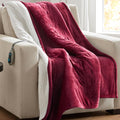 Beautyrest Heated Blanket, Eletric Throw Blanket, Soft, Warm, Reversible Plush - Sherpa Heating Blanket Throw for Office, Couch, 3 Heat Settings, 2 hr Auto Shut Off, Machine Washable, 50 x 60 Red