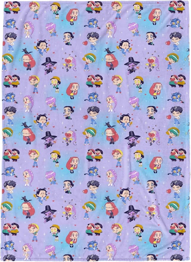 Jay Franco Kids Plush Throw Blanket – Ultra Soft Cozy Plush Fleece for Bed, Couch, Sofa, Home Décor, Official Licensed Huntrix and Saja Boys, Light Purple - Kpop Demon Hunters, 60x90 - Large Blanket