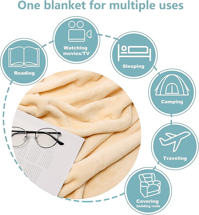 NANPIPER Fleece Blankets, Super Soft Flannel Fuzzy Blanket for Bed Couch, Luxury Cozy Plush Microfiber Blanket-Twin Size,Beige