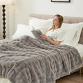 Cozy Bliss Fluffy Faux Fur Throw Blanket for Couch,Warm Cozy Soft Grey Throw Blankets for Sofa Bed Living Room,60x80 Inches
