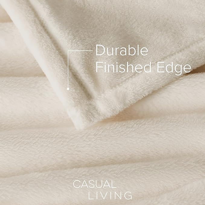 Casual Living Full/Queen Fleece Blanket Fluffy Soft Warm Cozy Bed Blankets for Bedroom Decor Plush Thick Fuzzy Oversized Big Flannel Throw for Bed Chair or Outdoor, 90-inch x 90-inch, Ivory White