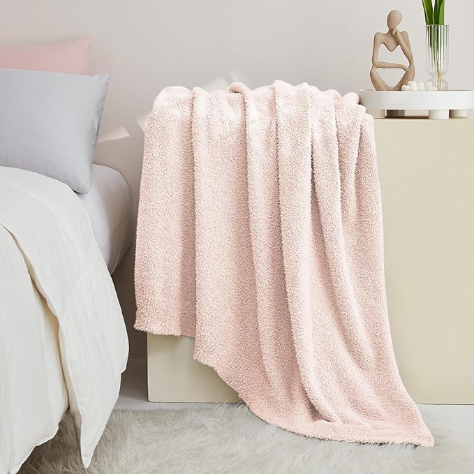 CYMULA Pink Soft Throw Blanket Twin Size Pink 60x80 inches - Lightweight Plush Fuzzy Fluffy Warm Cozy Blankets and Throws for Sofa Bed All Season Use