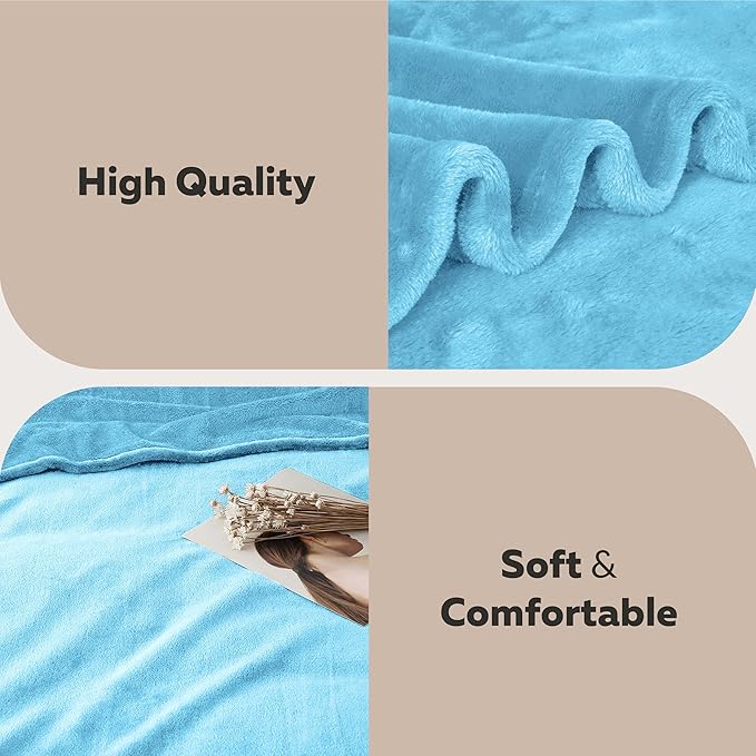 IR Imperial Rooms Fleece Blanket King Size, Pack of 8 – Soft 400 GSM Plush Microfiber King Size Blanket, Warm Lightweight King Blanket for The Bed, Bulk Value Pack 108x90 Inches, Light Blue