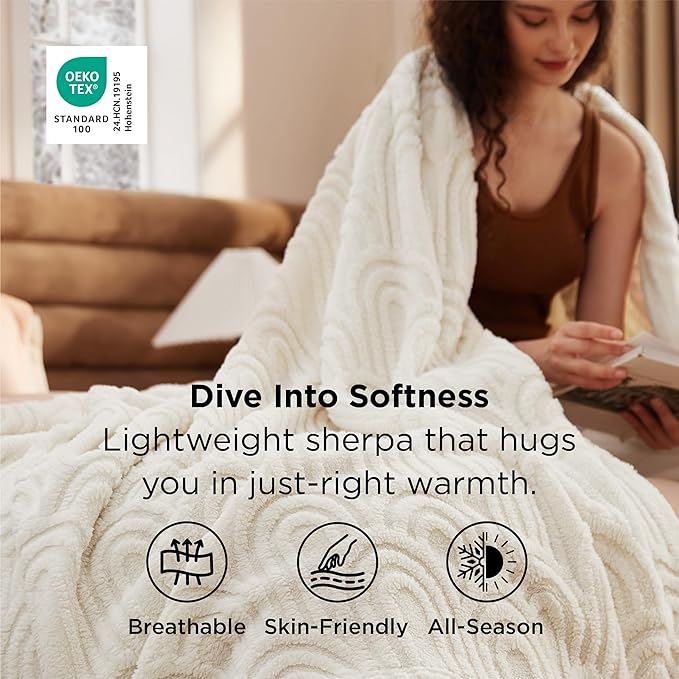 Bedsure GentleSoft Fleece King Size Blanket for Bed - Super Soft & Cozy, Fluffy Blankets for Women & Girls, Ideal for Sofa & Couch, White, 108x90 Inches